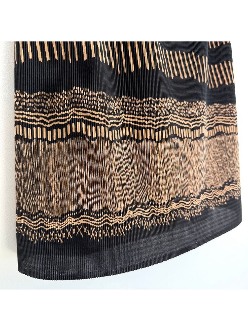 Vintage Carroll Reed Black Gold Pleated Midi Skirt Womens Size Medium 90s - Picture 3 of 9